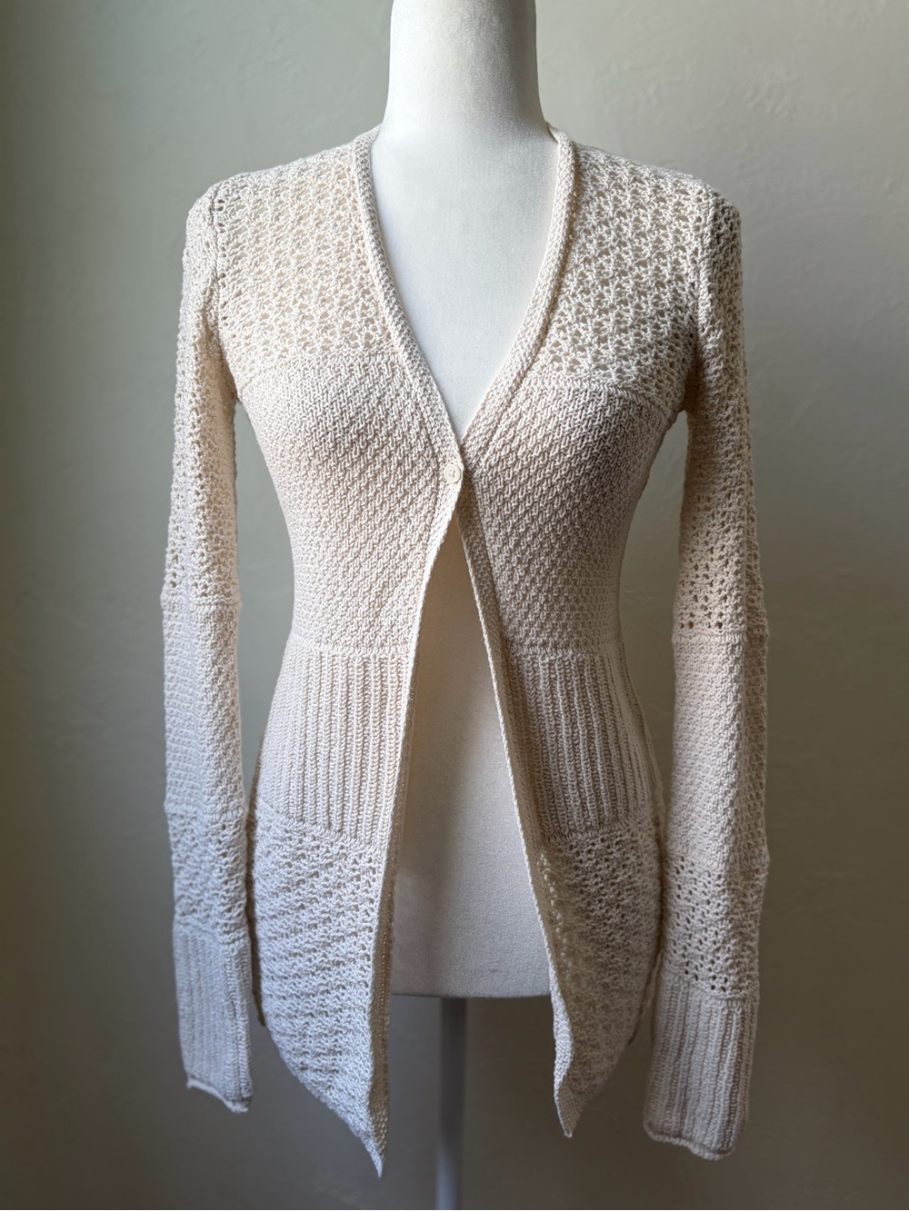 American Eagle Cream Open Knit Cardigan Cotton Boho Lightweight XS